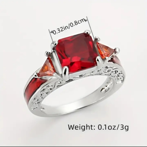 🎄Unique Red Zircon Stone Ring - Picture 3 of 17